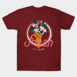 Indulge in the Sweetness of Summer with Our Fresh Floral Ice Cream T-Shirt